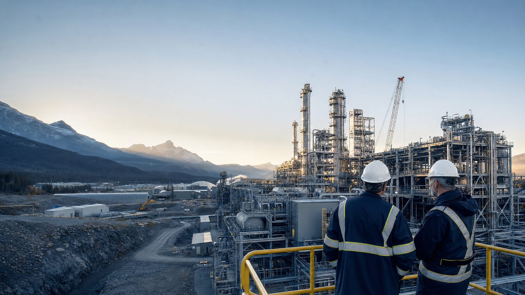 Industrial facility in the Canadian mountains